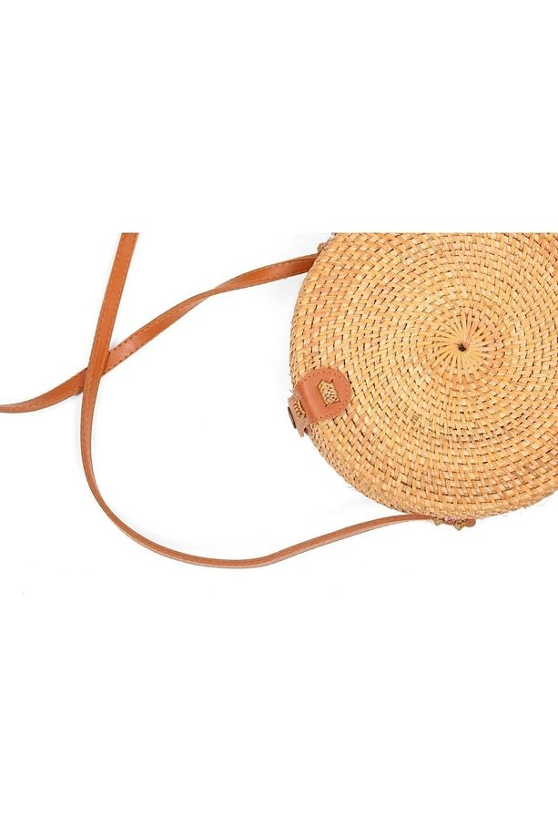 Daphne - Rattan El Yapımı Deri Askılı Hasır Omuz Çantası - 3