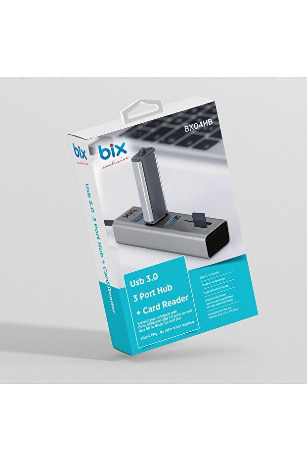 Usb 3.0 Kart Okuyucu Ve 3 Portlu Çoklayıcı Hub - 6