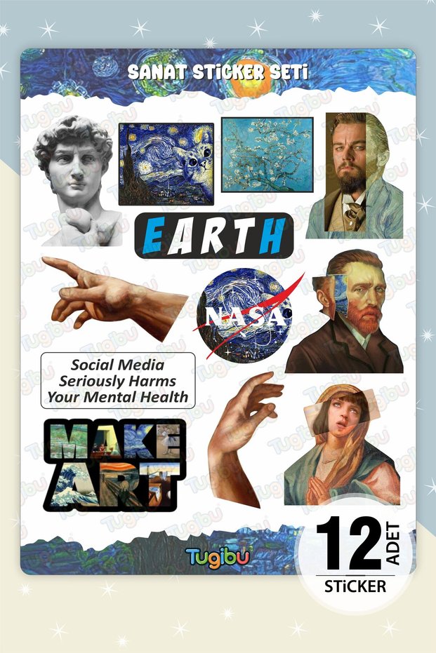 Art Sticker Set, Art Themed Sticker, 12 Pieces of Art, Art Sticker
