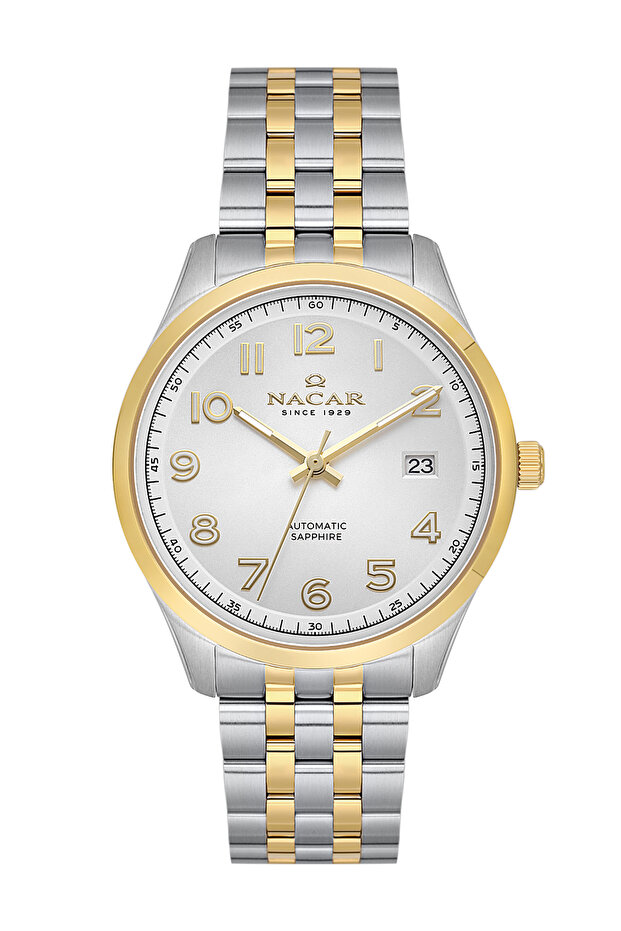 Sapphire Glass Classic Silver - Gold Men's Watch Nc42-299358-Cwm