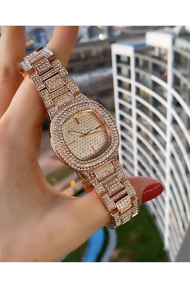 Yüksek Kalite Full Taşlı Patek Çelik Kordon Saat - 1