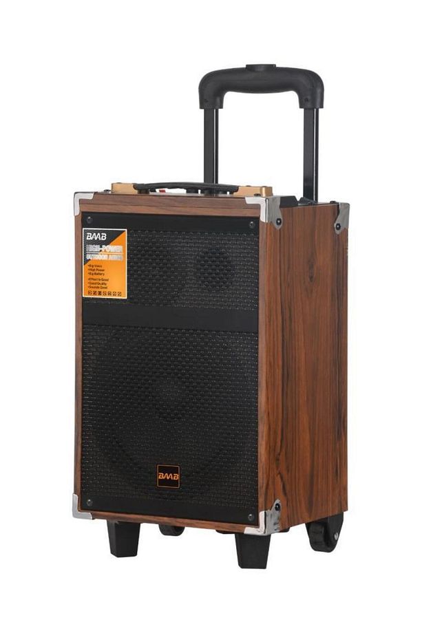 B-q8 Mikrofonlu Kumandalı Taşınabilir Tekerlekli Bluetooth Hoparlör Kahverengi - 1