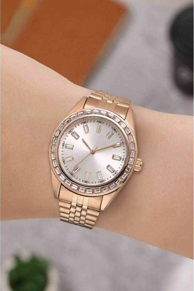 Spectrum Premium Steel Cord Stone Case Copper Color Women Wrist Watch