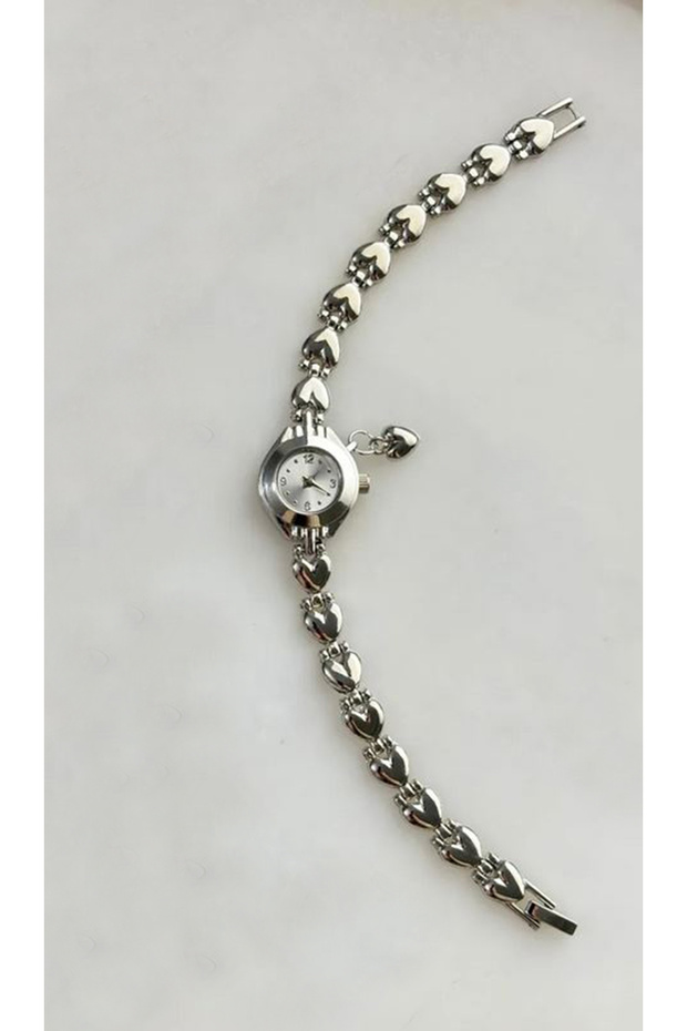 Spectrum Premium Heart Detailed Metal Cord Mini Minimal Women Wrist Watch