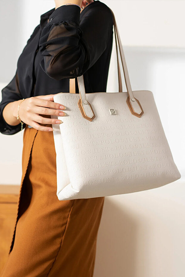 Women's Cream Tan Large Size Handbag 344028Mh