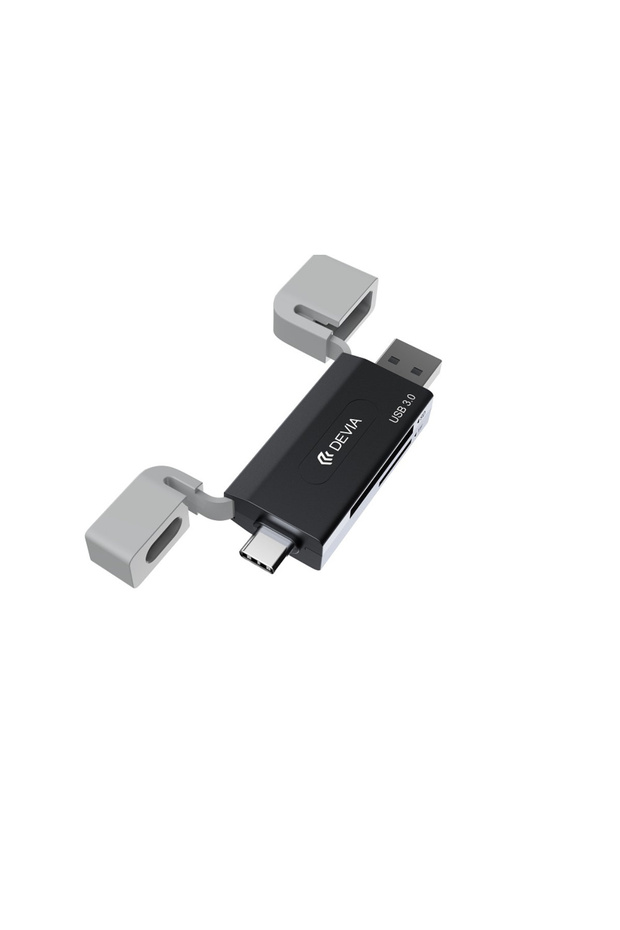 USB 3.0 microSD and SD memory card reader with USB-C and USB connection, reads 2TB - 3