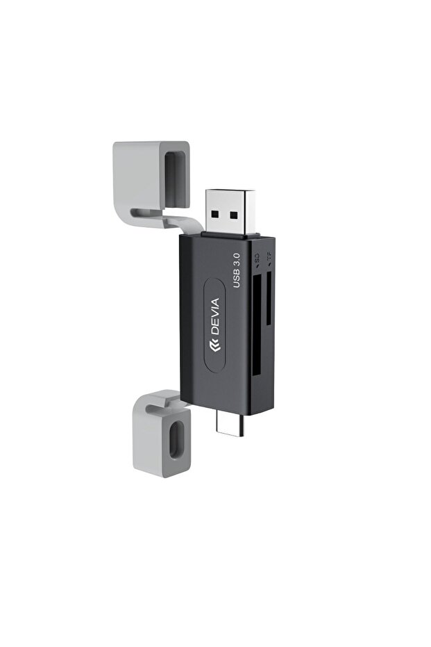 USB 3.0 microSD and SD memory card reader with USB-C and USB connection, reads 2TB - 1
