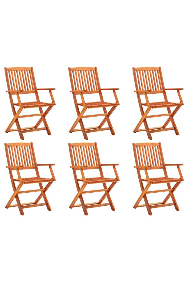 Folding Garden Chairs 6 pcs Solid Eucalyptus Wood
