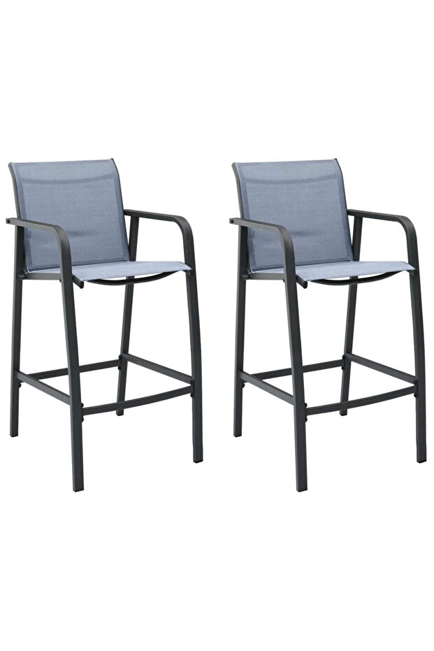Garden Bar Chairs 2 pcs Grey Textilene