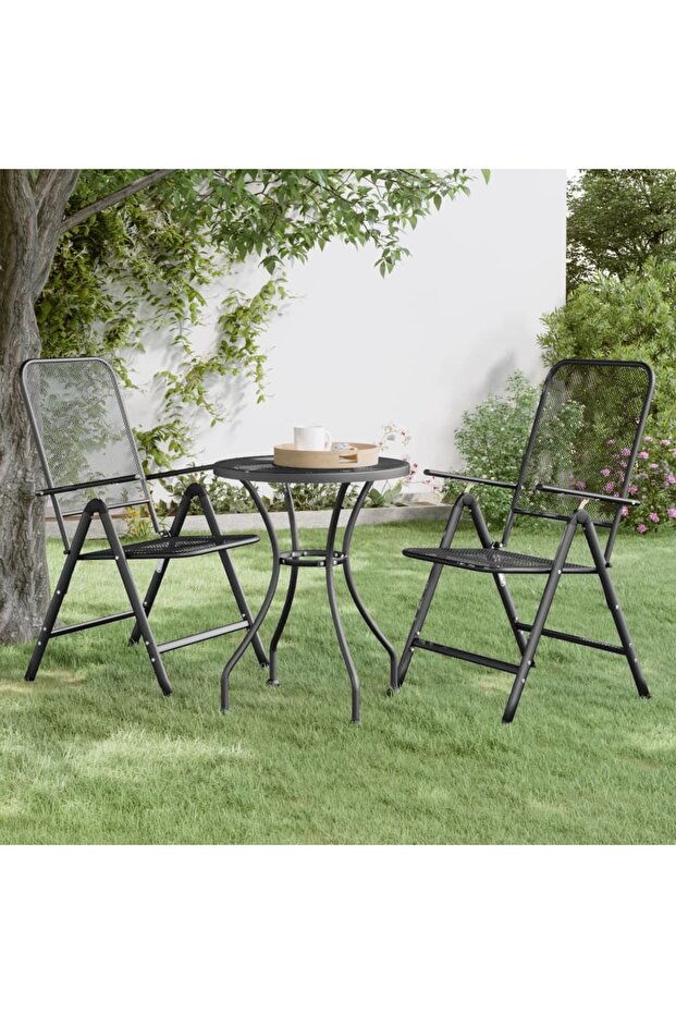 Folding Garden Chairs 2 pcs Expanded Metal Mesh Anthracite