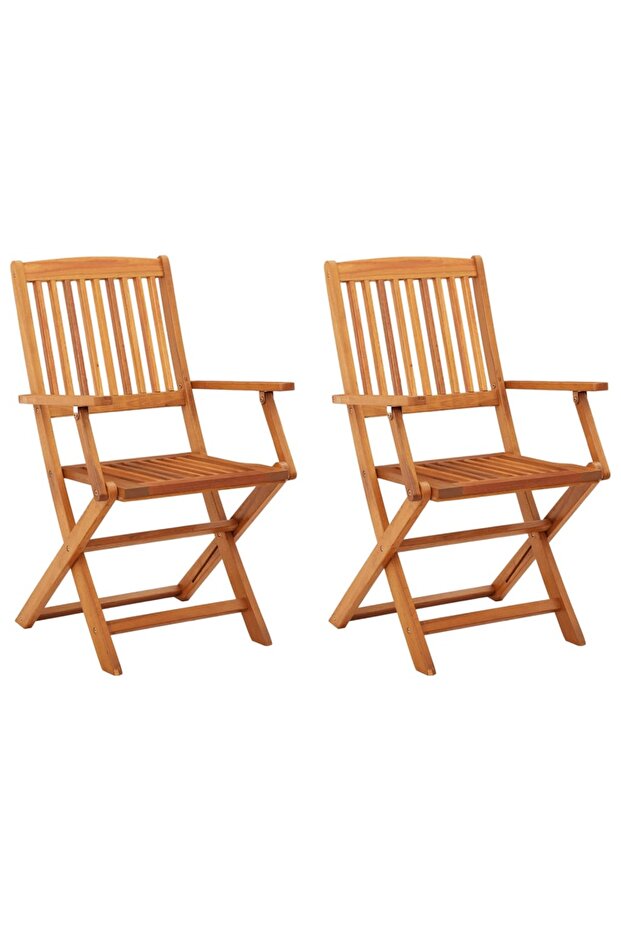 Folding Garden Chairs 2 pcs Solid Eucalyptus Wood