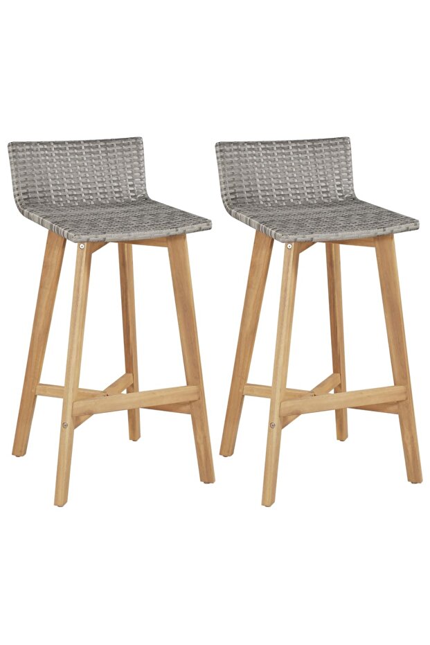 Bar Chairs 2 pcs Solid Acacia Wood