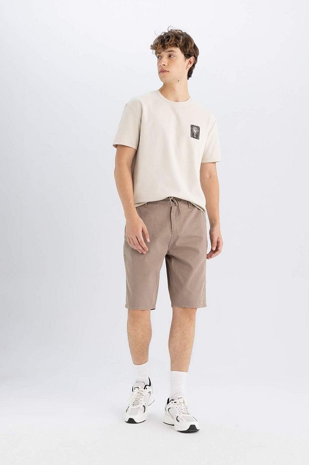 Regular Fit Düz Paça Gabardin Bermuda Şort C5397AX24SM - 3