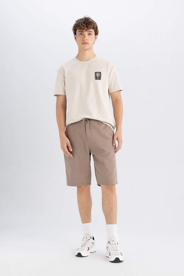 Regular Fit Düz Paça Gabardin Bermuda Şort C5397AX24SM - 2