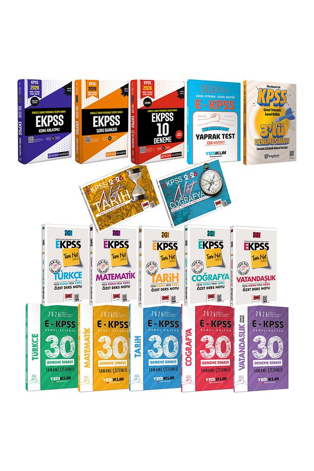 2026 E-KPSS Karma Set(Konu-Soru-Özet Ders Notu-30 Deneme-Yaprak Test-Tablolarla Tarih Coğrafya) - 1