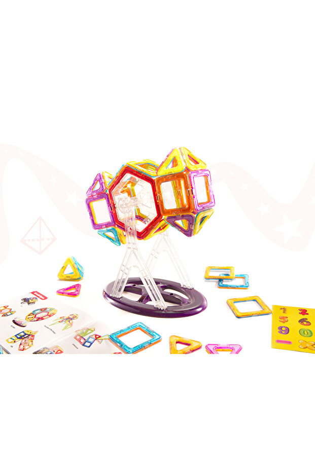 Set Inteligent de Constructie Smart Magnets 3D idealSTORE, Include 52 de Elemente Magnetice Multicol - 4