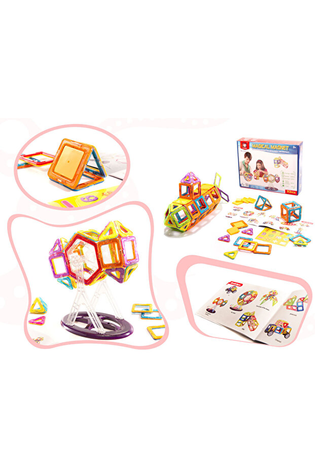 Set Inteligent de Constructie Smart Magnets 3D idealSTORE, Include 52 de Elemente Magnetice Multicol - 2