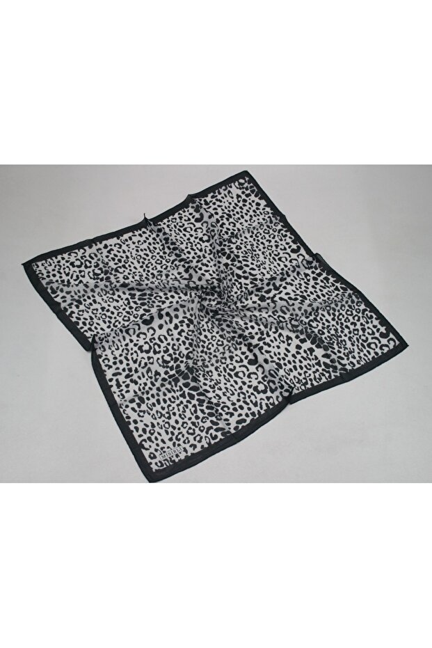 Leopard Patterned Chiffon Scarf - 1