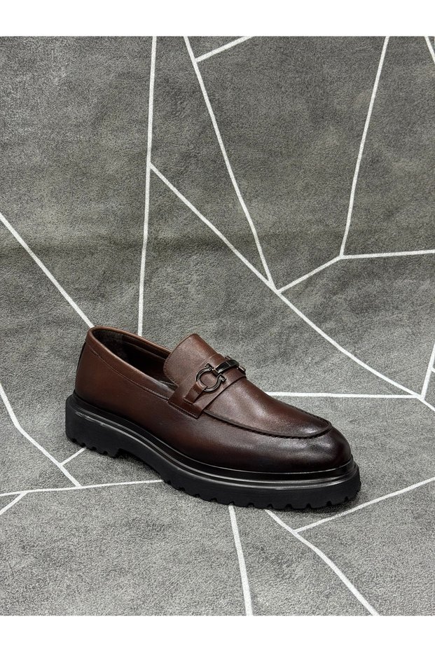 Brown Genuine Leather Buckle Eva Sole Shoes