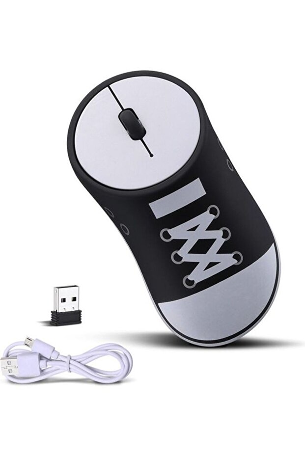 ماوس رياضي لاسلكي قابل لإعادة الشحن باللونين الأسود والأبيض - 1