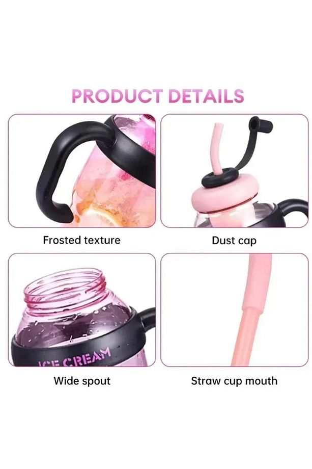Ice Bottle Pipetli Matara 1300 ml – Sızdırmaz Lüks Suluk ve Detoks Şişesi - 3