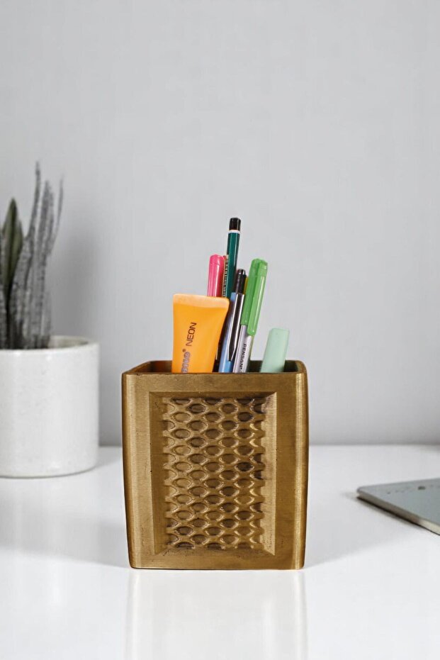 Pen Holder Desk Pen Holder Organizer Pen Holder Gold Antique Color Model 86