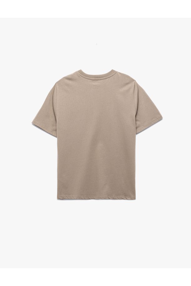 Pamuklu Kısa Kollu Regular Fit Bisiklet Yaka Minimal Baskılı Tişört - 4