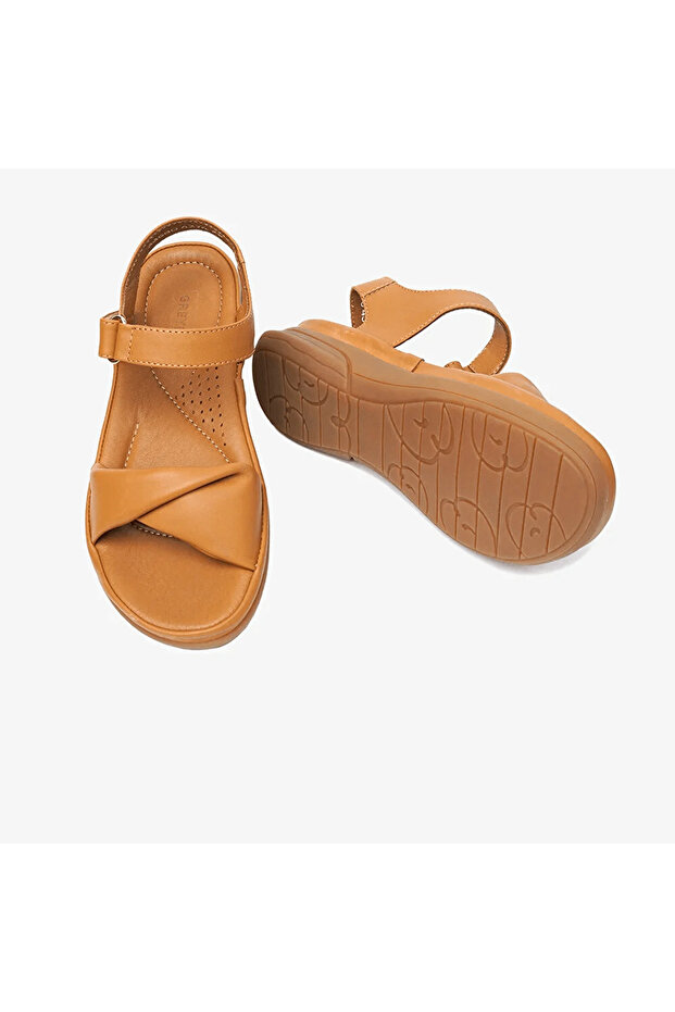 33580 Taba Hakiki Deri Kadın Sandalet - 7