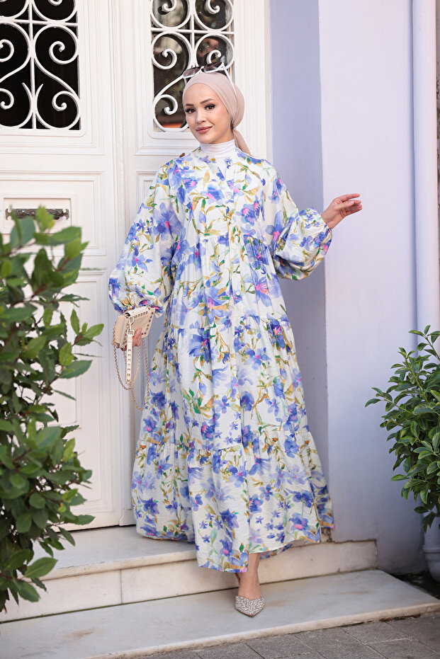 Rochie de damă cu model orhidee violet - 2