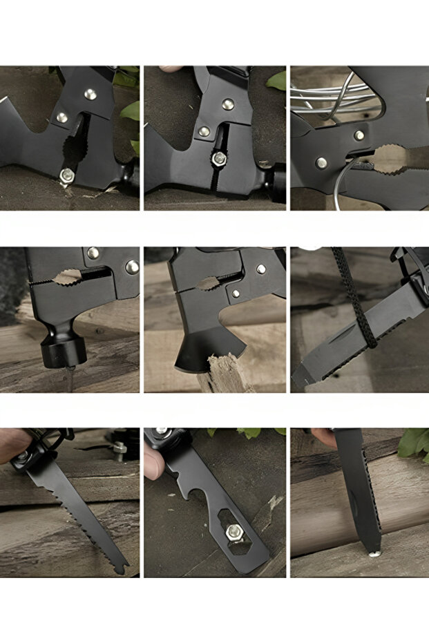 idealSTORE Professional Multifunctional Tool, Includes 17 Different Tools, Axe, Pliers, Pickaxe - 8