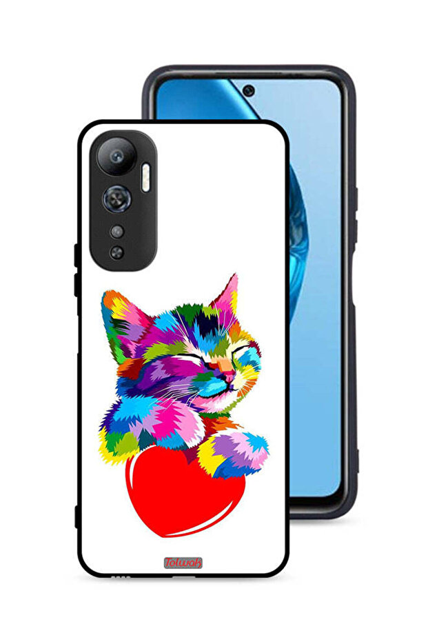 غطاء حماية لهاتف Infinix Hot 20 4G بتصميم قطة ملونة
