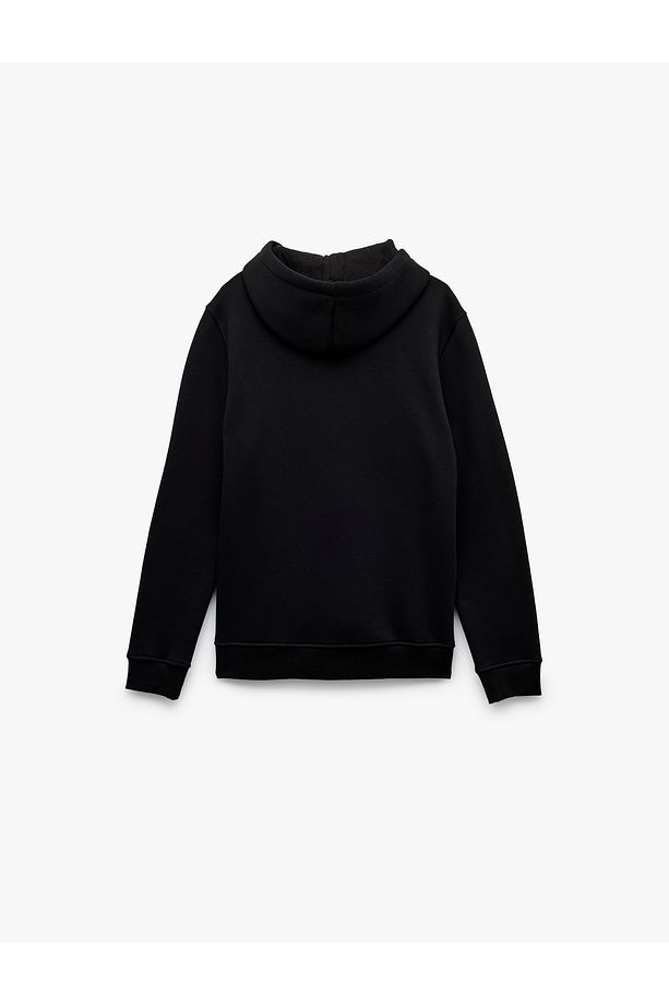 Şardonlu Uzun Kollu Basic Kapşonlu Sweatshirt - 4