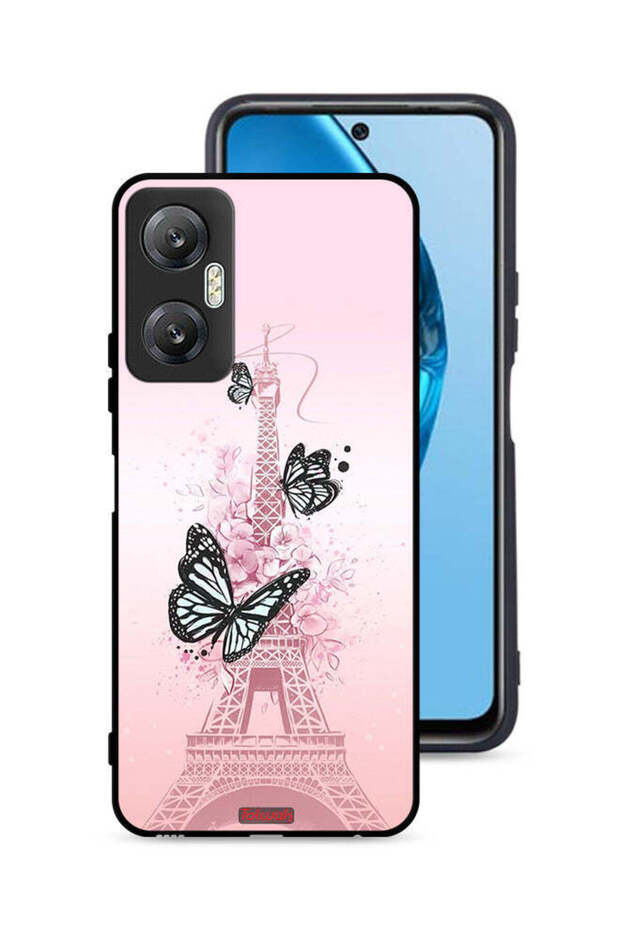 غطاء حماية لهاتف Infinix Hot 20 5G بنقشة فراشات على برج إيفل