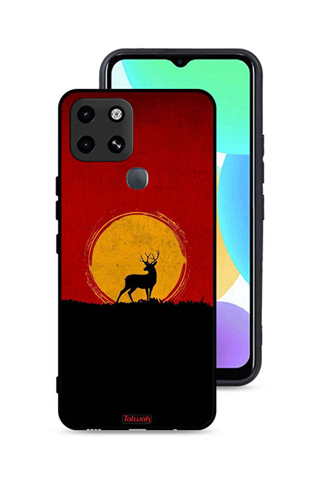 غطاء حماية لهاتف Infinix Smart 6 بتصميم غزال وقمر