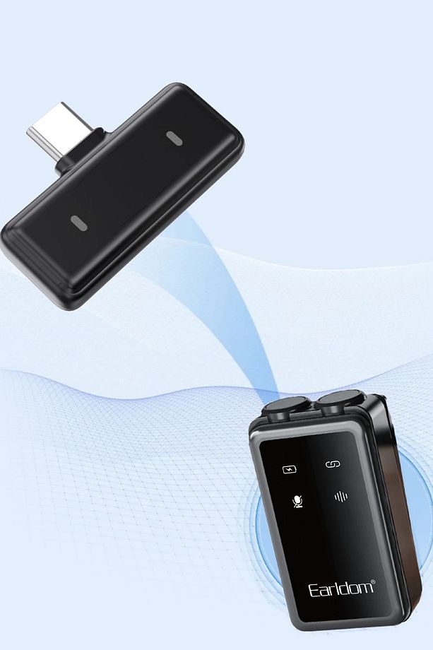 2Adet Kablosuz Yaka Mikrofonu Type-C Apple Lightning ANC Dijital Stüdyo Mikrofonu Video Canlı Yayın - 5