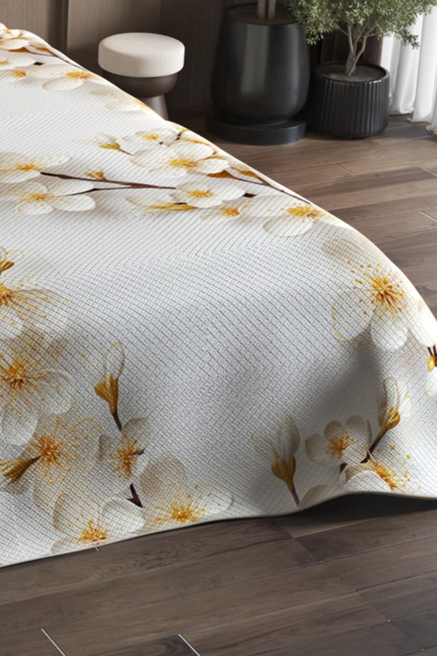 Pike Takımı Pamuklu Çift Kişilik Jakar Dokuma Yatak Örtüsü Jasmin - 6