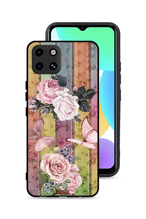 Infinix Smart 6 Protective Case Cover Peach Butterflies And Roses
