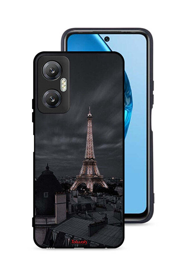 غطاء حماية لهاتف Infinix Hot 20 5G بتصميم برج إيفل في الليل