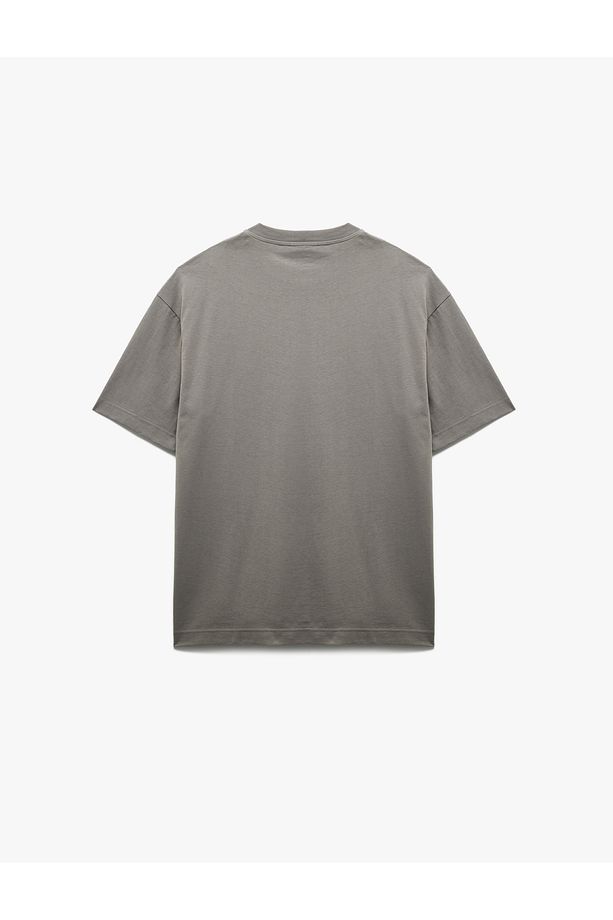 Kısa Kollu Bisiklet Yaka Pamuklu Basic Oversize Tişört - 4