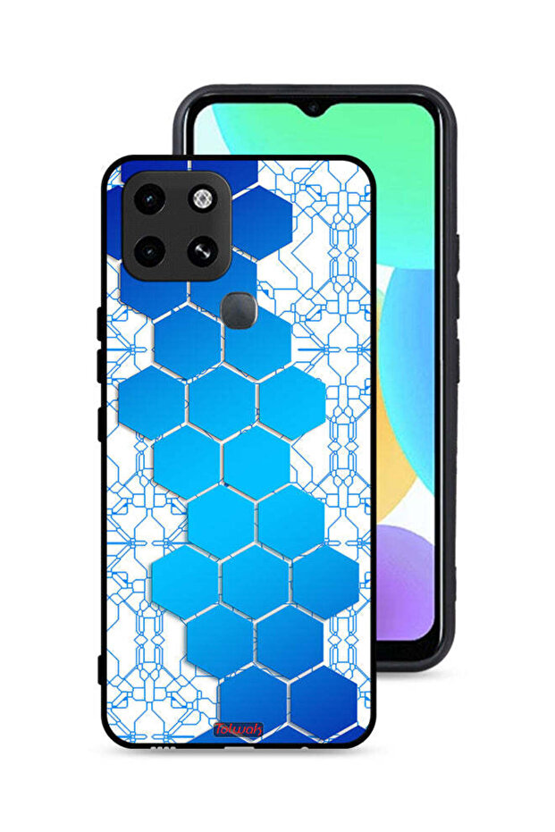 غطاء حماية لهاتف Infinix Smart 6 بنمط شبكة أيقونات سداسية الأضلاع