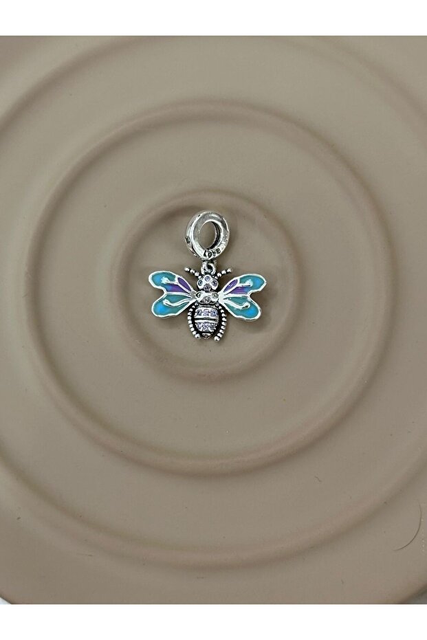 “Renkli Kanatlı Arı” Mine & Taş Dangle Charm