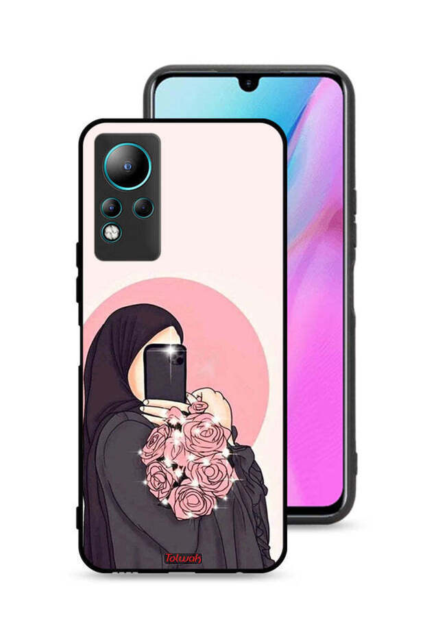 غطاء حماية لهاتف Infinix Note 11 بتصميم فن التقاط صور سيلفي مع حمل الزهور