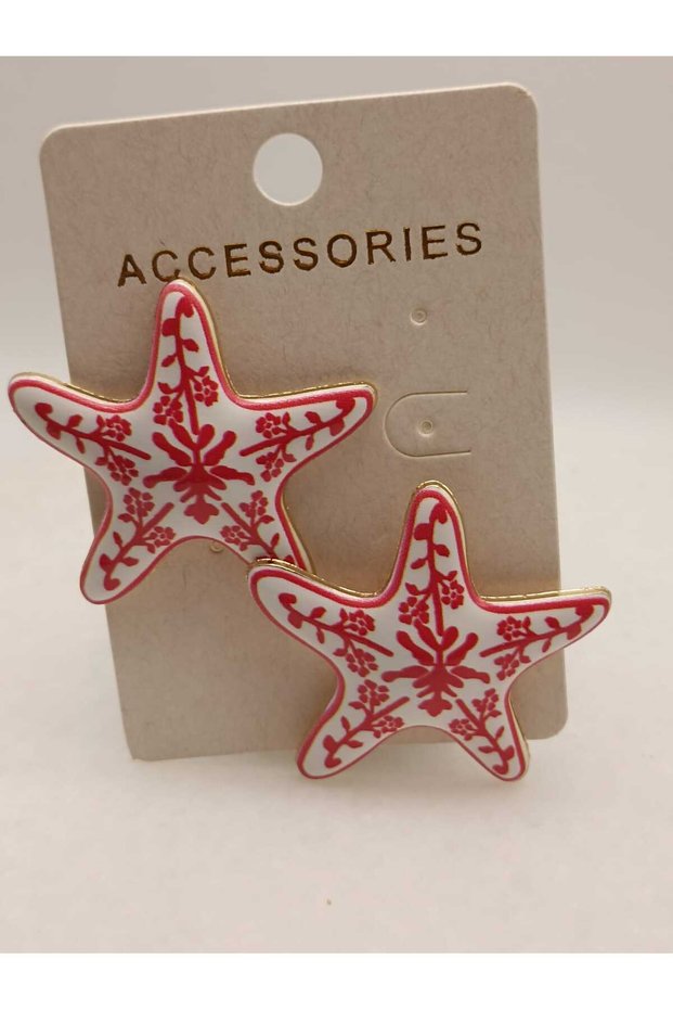 Black-White Minelli Motif Star Earrings