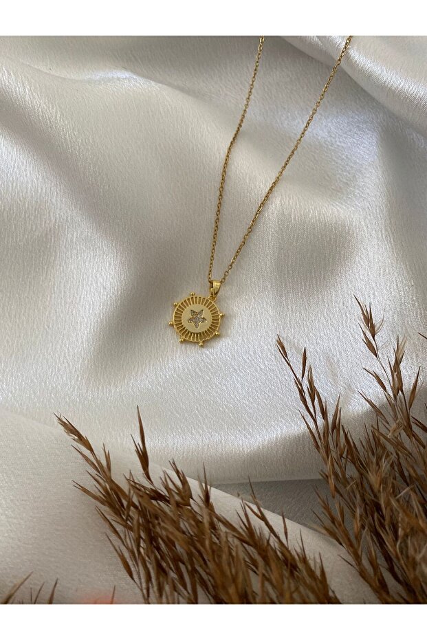 Star Detailed Plate Steel Necklace