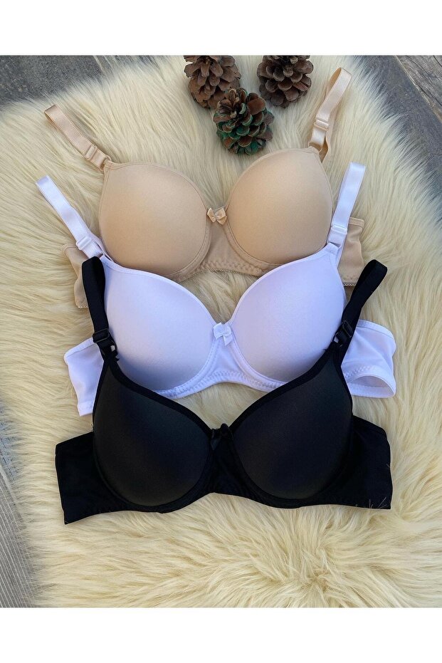 Women's Underwire Padded 3-Piece Bra Set