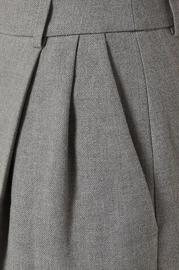 Linen Blend Bermuda Shorts, Şık ve Hafif Yazlık Şort Koyu Gri - 4