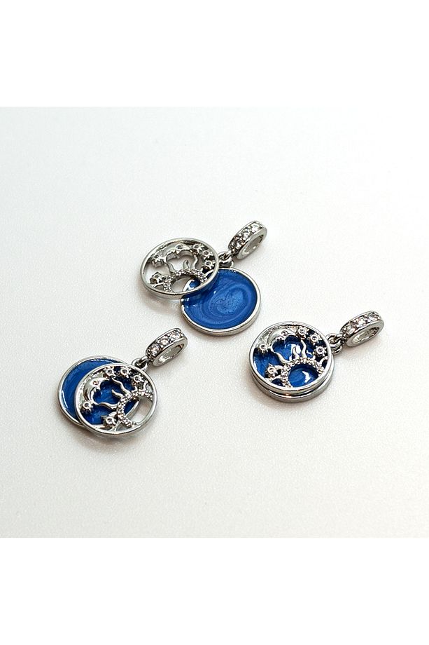 Çift Charm Kolye Ucu – Mini Göksel Charm – Ay ve Yıldız İkilisi Kolye Ucu – 8x22 mm Çift Charm - 1