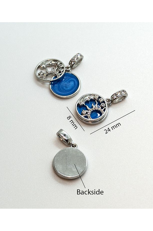 Çift Charm Kolye Ucu – Mini Göksel Charm – Ay ve Yıldız İkilisi Kolye Ucu – 8x22 mm Çift Charm - 4