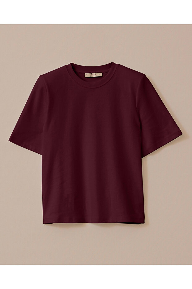Vatkalı Kısa Kollu Basic Tişört - 6