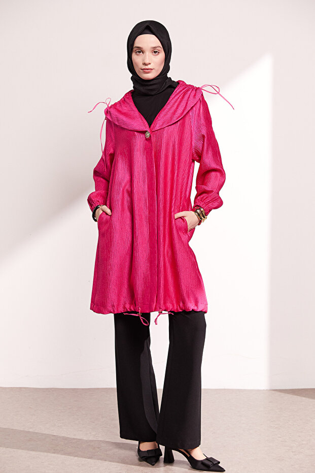 Düğmeli Jakarlı Kap - 1